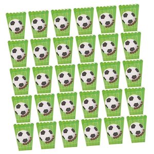 showeroro 30pcs popcorn boxes popcorn bracket disposable football party supplies football kit popcorn cup popcorn snack box supplies tableware green soccer ball green party favor bags