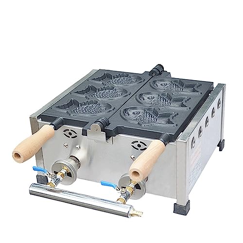 3 Pcs Gas Taiyaki Making Machine,Commercial Waffle Taiyaki Maker Machine,LPG gas Nonstick Waffle Maker,Fish Shaped Waffle Machine for Bakery,Restaurant,Home,etc.