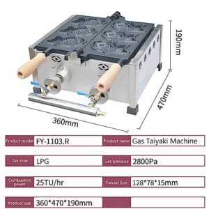 3 Pcs Gas Taiyaki Making Machine,Commercial Waffle Taiyaki Maker Machine,LPG gas Nonstick Waffle Maker,Fish Shaped Waffle Machine for Bakery,Restaurant,Home,etc.