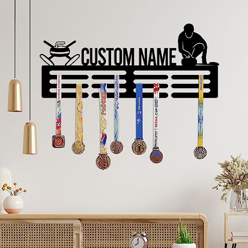 Custom Metal Yard Sign Light, Custom Curling Medal Hanger with Led Light, Medal Holder Display Rack for Awards and Ribbons, Tiered Award Rack, Curling Medal Rack Gift