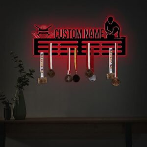 Custom Metal Yard Sign Light, Custom Curling Medal Hanger with Led Light, Medal Holder Display Rack for Awards and Ribbons, Tiered Award Rack, Curling Medal Rack Gift