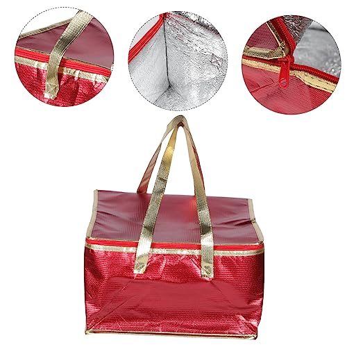 SOLUSTRE Nonwoven Fabric -insulation Bag Pizza Tote Bag with Zipper Insulated Shopping Bags Plastic Drinkware Shopping Tote Plastic Totes Insulated Food Carrying Bag Grocery Bags Fold