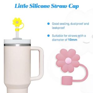 8 Pack Compatible with Stanley 30&40 Oz Tumbler, 10mm Flower Straw Covers Cap, Cute Silicone Straw Covers, Straw Protectors, Various Shapes Soft Silicone Straw Lids for 10mm Straws