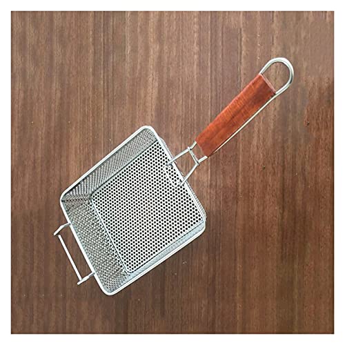 TEMKIN Chip Basket Stainless Steel Encrypted Frying Basket Commercial French Fries Basket Fried Food Filter Mesh with Anti-scalding Handle Kitchen Cooking Tools Basket