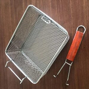 TEMKIN Chip Basket Stainless Steel Encrypted Frying Basket Commercial French Fries Basket Fried Food Filter Mesh with Anti-scalding Handle Kitchen Cooking Tools Basket