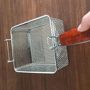 TEMKIN Chip Basket Stainless Steel Encrypted Frying Basket Commercial French Fries Basket Fried Food Filter Mesh with Anti-scalding Handle Kitchen Cooking Tools Basket