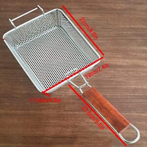 TEMKIN Chip Basket Stainless Steel Encrypted Frying Basket Commercial French Fries Basket Fried Food Filter Mesh with Anti-scalding Handle Kitchen Cooking Tools Basket