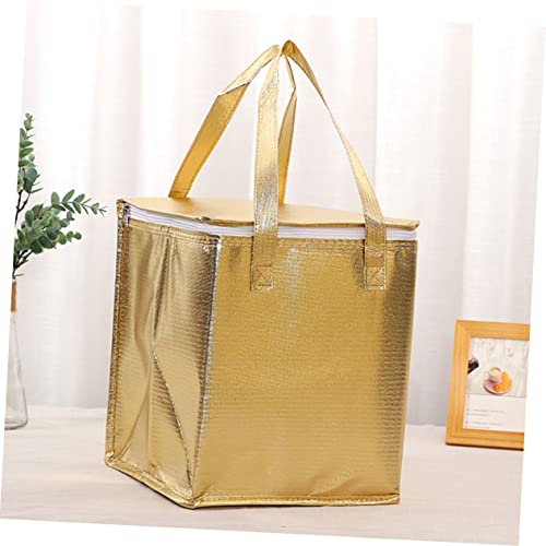 ULTECHNOVO Baking Tote Cake Delivery Bag Thermal Lunch Bag Thermal Bag for Food Delivery Drink Cooler Portable Gold Handbag Portable Cooler Bag Fresh-keeping Food Tote Zipper Design Food Bag