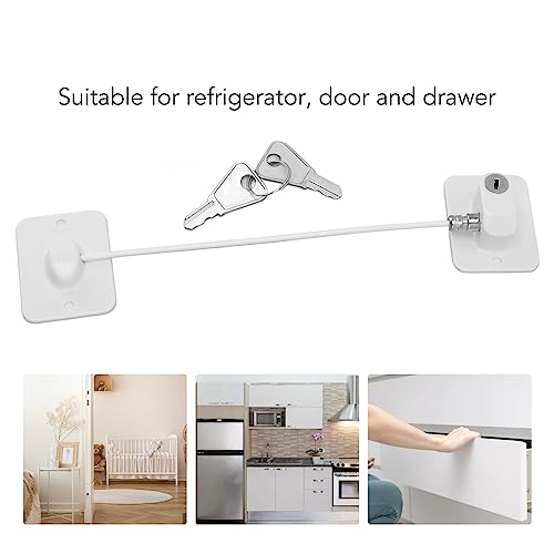 DAUERHAFT Lock, Window Lock Cable Restrictor Strong Key Unlocking for Refrigerators