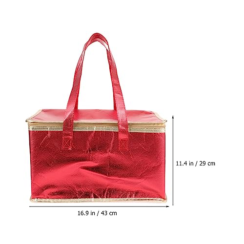 UPKOCH Cake Decorations Insulated Food Bag Cooler Bag Grocery Tote Insulation Bag Pizza Warmer Thermal Food Carrier for Hot and Cold Meal Red Insulated Bag