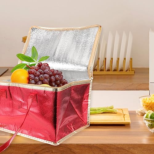 UPKOCH Cake Decorations Insulated Food Bag Cooler Bag Grocery Tote Insulation Bag Pizza Warmer Thermal Food Carrier for Hot and Cold Meal Red Insulated Bag