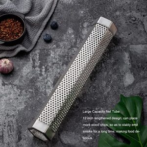 VTOSEN 12 Inch Stainless Steel Smoker Tube for Pellet Grills - Rhombus Shape Smoke Tube for BBQ, Smoked Box, Fruit Wood - Outdoor Grills