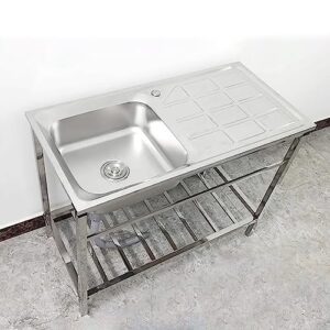 free standing single bowl commercial kitchen sink with bracket stainless steel laundry sink with mounting gloves and drain outdoor garden sink w/workbench for restaurant garage backyard ( size : l29.5