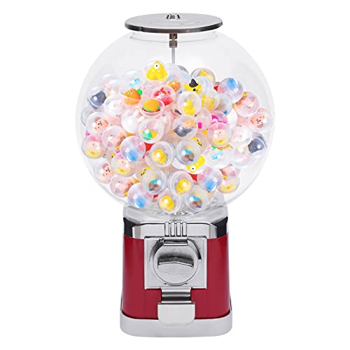 Gdrasuya10 Vending Machine, 18.11" Big Bubble Gumball Machine Lockable Candy Gumball Dispenser Machine Large Capacity Toy Vending Machine for 1.26inch Ball or Candy, Red