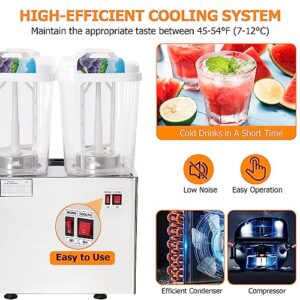 Commercial Beverage Dispenser, 2 Tanks 9.5 Gallon 36L Commercial Juice Dispenser, Stainless Steel Cold Drink Thermostat Controller, 280W Food Grade Ice Tea Drink Dispenser