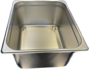 rjb restaurant supply 1/6 hotel pan 4 inches deep - 6 pack nsf 18/8 stainless steel steam table pan, chafing dish food storage pan (4" (100mm), 1/6 sixth pan)