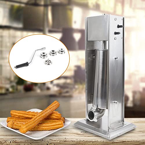 Commercial Manual Churro Maker with 5L Tank, Stainless Steel, 4 Nozzles, Vertical, 26X12X2.2 Inches - Ideal for Restaurants and Bakeries