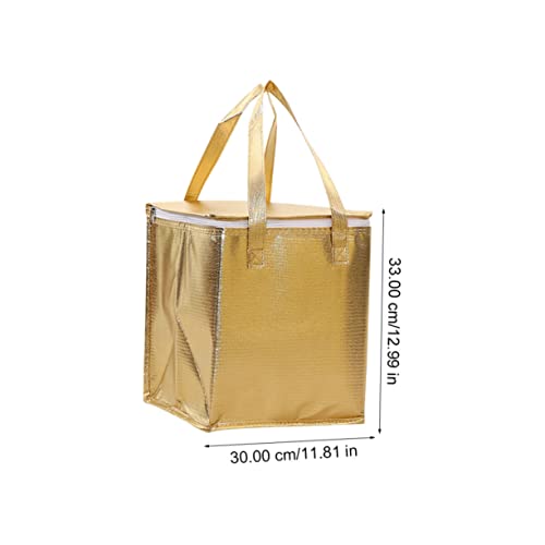 Abaodam 2pcs Baking Tote Car Tote Organizer Tote Bag Foldable Lunch Bag Insulated Shopping Bag Insulated Coffee Car Commercial Catering Bag Non-woven Fabric Golden Take-out Food Bag Food