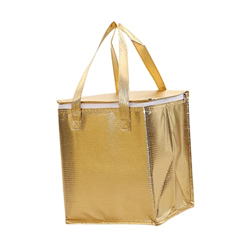 Abaodam 2pcs Baking Tote Car Tote Organizer Tote Bag Foldable Lunch Bag Insulated Shopping Bag Insulated Coffee Car Commercial Catering Bag Non-woven Fabric Golden Take-out Food Bag Food