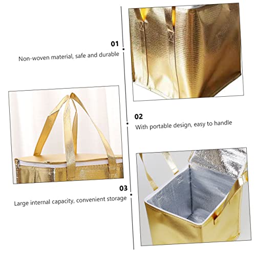 Abaodam 2pcs Baking Tote Car Tote Organizer Tote Bag Foldable Lunch Bag Insulated Shopping Bag Insulated Coffee Car Commercial Catering Bag Non-woven Fabric Golden Take-out Food Bag Food