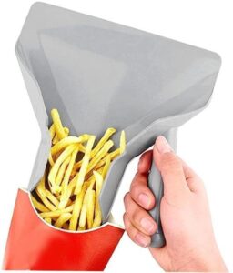 multipurpose scooper: gray french fry scoop chip popcorn bagger & ice candy desserts scoop – commercial fry bagger with right handle for snacks and more