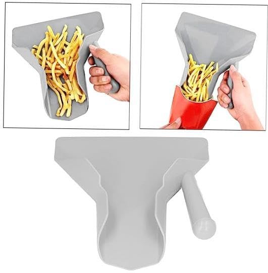 Multipurpose Scooper: Gray French Fry Scoop Chip Popcorn Bagger & Ice Candy Desserts Scoop – Commercial Fry Bagger with Right Handle for Snacks and More