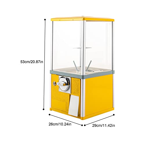 Vending Machine Huge Load Capacity Candy Machine Capsule Toy Vending Machine Prize Machine Gumball Bank Candy Vending Machine for Game Retail Stores, 11.42x10.24x10.63 Inch (Yellow)