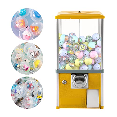 Vending Machine Huge Load Capacity Candy Machine Capsule Toy Vending Machine Prize Machine Gumball Bank Candy Vending Machine for Game Retail Stores, 11.42x10.24x10.63 Inch (Yellow)