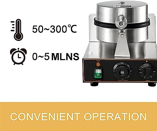 Commercial Electric Waffle Maker 1400W Nonstick Waffle Machine with Temperature and Time Control Stainless Steel Waffle Bake Machine for Bakery Home and Kitchen Restaurant Leisure Snack Bar A (Size :