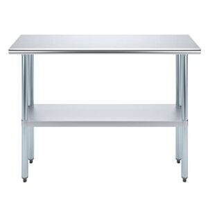 AmGood Stainless Steel Work Table with Undershelf | Food Prep NSF | Utility Work Station | (48" Length X 14" Width)