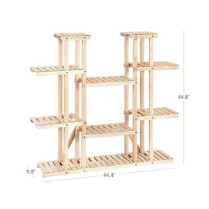 CUJUX Dudukan Tanaman Kayu Solid Tinggi Dengan 17 Tempat Untuk Pot, Dudukan Tanaman Dalam Ruangan Bertingkat Yang Besar