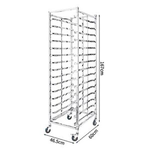 Wonetfls Commercial Baking Pan Racks Stainless Steel 15 Tier Bakery Shelf with Universal Wheels Heavy Duty Speed Rack Hotel Kitchen Movable Bun Racks