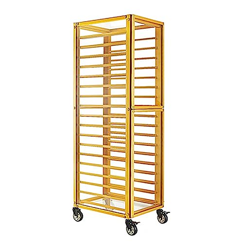 Wonetfls Commercial Aluminum Bun Pan Sheet Rack 18-Tier Bakery Rack with Brake Casters for Kitchen Restaurant and Cafeteria Stackable Cooling Racks for Baking