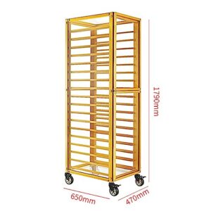 Wonetfls Commercial Aluminum Bun Pan Sheet Rack 18-Tier Bakery Rack with Brake Casters for Kitchen Restaurant and Cafeteria Stackable Cooling Racks for Baking