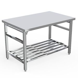 stainless steel folding table for prep & work 48x30 inches, nsf commercial foldable kitchen heavy duty table with undershelf for restaurant, home and hotel
