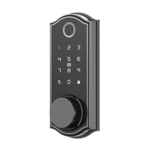 wood door lock compatible for tuya smart password fingerprint bluetooth electronic deadlock mechanical key auto lock mobile app (color : ld02)