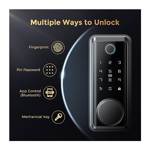 Wood Door Lock Compatible for Tuya Smart Password Fingerprint Bluetooth Electronic Deadlock Mechanical Key Auto Lock Mobile APP (Color : LD02)