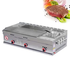 commercial countertop gas griddle - stainless steel teppanyaki with adjustable temperature - high-quality lpg gas grill for outdoor catering