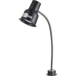 24" commercial heat lamp – flexible stainless steel single arm bulb warmer for kitchen & restaurant, hl24ss, 120v, 250w (black)