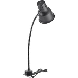 24" Commercial Heat Lamp – Flexible Stainless Steel Single arm Bulb Warmer for Kitchen & Restaurant, HL24SS, 120V, 250W (Black)