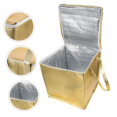 Cabilock Reusable Grocery Bag Insulation Foldable Shopping Shopping Tote Insulated Food Transport Food Warmer Grocery Aluminum Golden Takeout Food with Zipper Grocery Grocery Delivery Bag