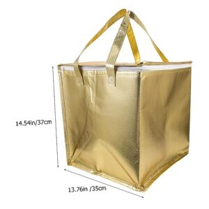 Cabilock Reusable Grocery Bag Insulation Foldable Shopping Shopping Tote Insulated Food Transport Food Warmer Grocery Aluminum Golden Takeout Food with Zipper Grocery Grocery Delivery Bag