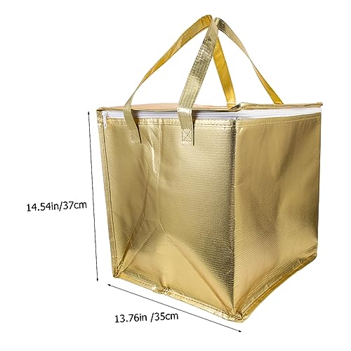 Cabilock Reusable Grocery Bag Insulation Foldable Shopping Shopping Tote Insulated Food Transport Food Warmer Grocery Aluminum Golden Takeout Food with Zipper Grocery Grocery Delivery Bag