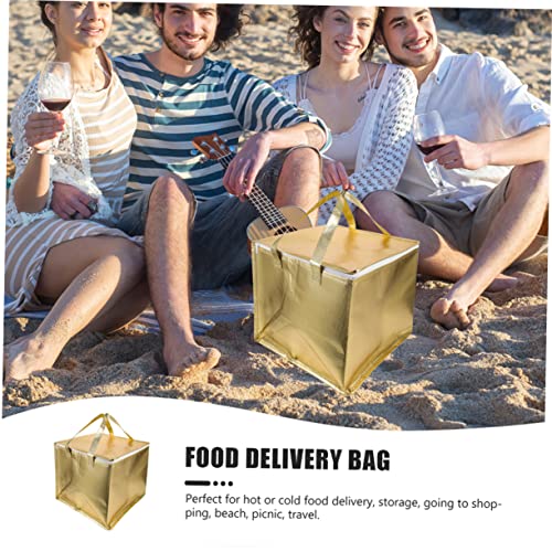 Cabilock Reusable Grocery Bag Insulation Foldable Shopping Shopping Tote Insulated Food Transport Food Warmer Grocery Aluminum Golden Takeout Food with Zipper Grocery Grocery Delivery Bag