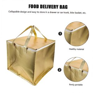 Cabilock Reusable Grocery Bag Insulation Foldable Shopping Shopping Tote Insulated Food Transport Food Warmer Grocery Aluminum Golden Takeout Food with Zipper Grocery Grocery Delivery Bag