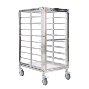 wonetfls fully enclosed rolling bakers rack,9-tier stainless steel baking sheets storage,cookie cooling racks for baking commercial bread pan rack suitable for bakery restaurant and hotel