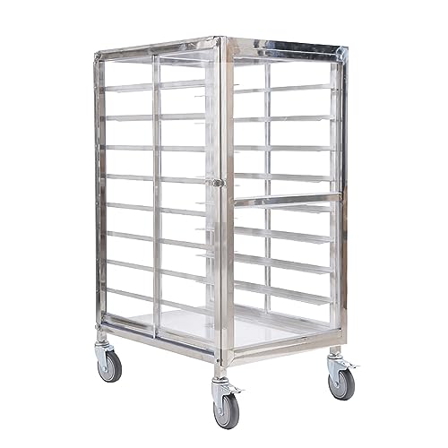 Wonetfls Fully Enclosed Rolling Bakers Rack,9-Tier Stainless Steel Baking Sheets Storage,Cookie Cooling Racks for Baking Commercial Bread Pan Rack Suitable for Bakery Restaurant and Hotel