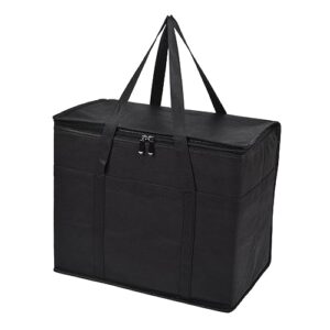 jisader insulated grocery bags reusable bags with handles heavy duty food container insulated food delivery bag shopping bag for camping travel bbq, black with bottom