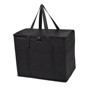 fenteer insulated take away bags thermal insulation food bag durable cooling bag shopping bag for bbq restaurant cold or warm food fresh seafood coffee, black with bottom