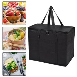 Fenteer Insulated Take Away Bags Thermal Insulation Food Bag Durable Cooling Bag Shopping Bag for BBQ Restaurant Cold or Warm Food Fresh Seafood Coffee, Black With Bottom